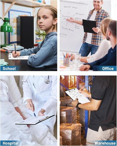 ألواح كتابة بلاستيكية صلبة مقاس 8.5 × 11 للورق بحجم A4/Letter مع مشابك منخفضة المستوى، وحلقة تعليق، وتدوين الملاحظات، والرسم، وتنظيم المستندات، ومستلزمات المدرسة المكتبية باللون الأسود، عبوة من قطعتين in Kuwait