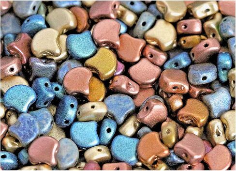 100 pcs Ginko Beads 7.5x7.5x3.4 mm, 2 Holes, Mix Bronze Green, Czech Glass in Saudi Arabia