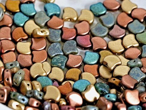 100 pcs Ginko Beads 7.5x7.5x3.4 mm, 2 Holes, Mix Bronze Green, Czech Glass in Saudi Arabia