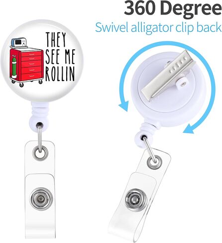 Badge Reels Holder Retractable with ID Clip for Nurse Name Tag Card Funny They See Me Rollin ER ICU Nursing Doctor Teacher Student Medical Work Alligator Clip ZJK812 in Saudi Arabia