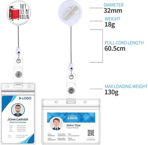 Badge Reels Holder Retractable with ID Clip for Nurse Name Tag Card Funny They See Me Rollin ER ICU Nursing Doctor Teacher Student Medical Work Alligator Clip ZJK812 in Saudi Arabia