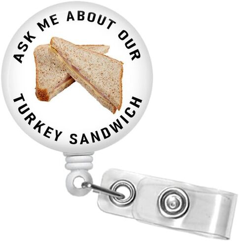 Ask Me About Our Turkey Sandwiches Badge Reel - 1.5" Retractable Badge Holder - Funny Nurse Badge Holder - ER Nurse Badge - Lanyard #326 (Turkey) in Saudi Arabia