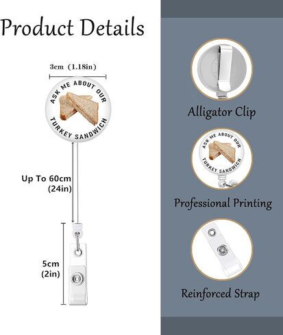 Ask Me About Our Turkey Sandwiches Badge Reel - 1.5" Retractable Badge Holder - Funny Nurse Badge Holder - ER Nurse Badge - Lanyard #326 (Turkey) in Saudi Arabia