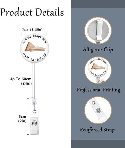 Ask Me About Our Turkey Sandwiches Badge Reel - 1.5" Retractable Badge Holder - Funny Nurse Badge Holder - ER Nurse Badge - Lanyard #326 (Turkey) in Saudi Arabia