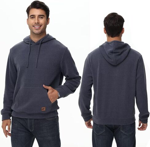 Tyhengta Men's Henley Knitted Hoodies Casual Pullover Hooded Sweatshirts in Saudi Arabia