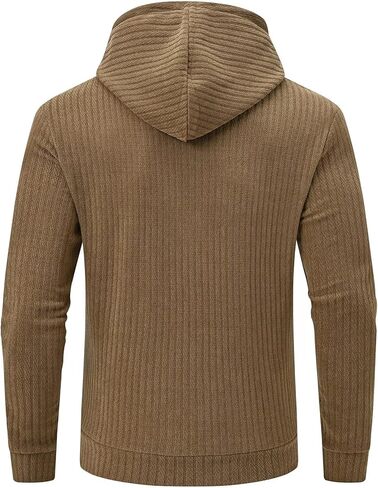 Tyhengta Men's Henley Knitted Hoodies Casual Pullover Hooded Sweatshirts in Saudi Arabia