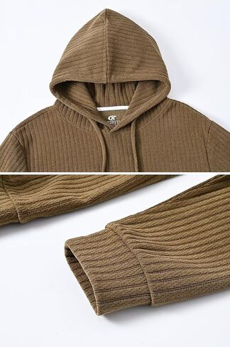 Tyhengta Men's Henley Knitted Hoodies Casual Pullover Hooded Sweatshirts in Saudi Arabia