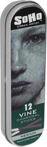 SoHo Urban Artist Vine Charcoal - Drawing Charcoal for Artists, Students, Blending, Live Figure Drawing, & More! - [Black - Extra Soft - 4 Pack] in Kuwait