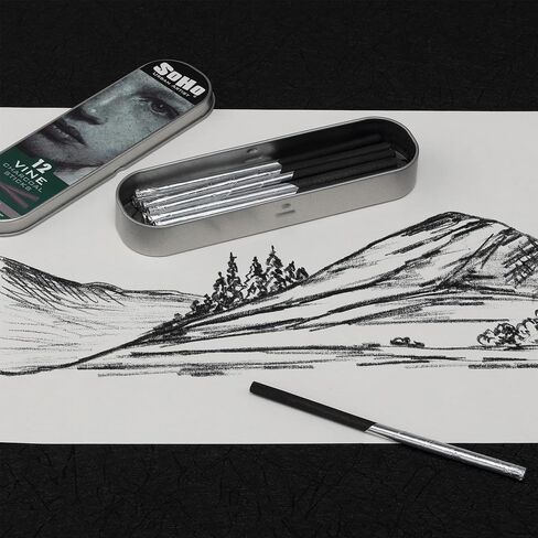 SoHo Urban Artist Vine Charcoal - Drawing Charcoal for Artists, Students, Blending, Live Figure Drawing, & More! - [Black - Extra Soft - 4 Pack] in Kuwait