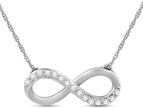 Jewelili 10K Yellow Gold 1/10 Cttw Natural White Round Diamond Infinity Pendant Necklace, 18" Gold filed Rope Chain in Saudi Arabia