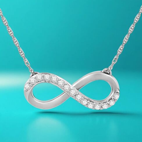 Jewelili 10K Yellow Gold 1/10 Cttw Natural White Round Diamond Infinity Pendant Necklace, 18" Gold filed Rope Chain in Saudi Arabia