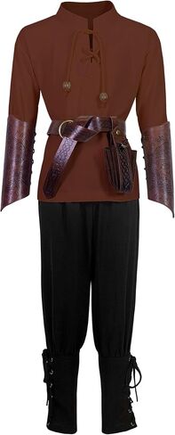 Kids Medieval Costume Boys Renaissance Viking Tunic Pants Accessories Outfit for Halloween Cosplay 4-12Y in Saudi Arabia