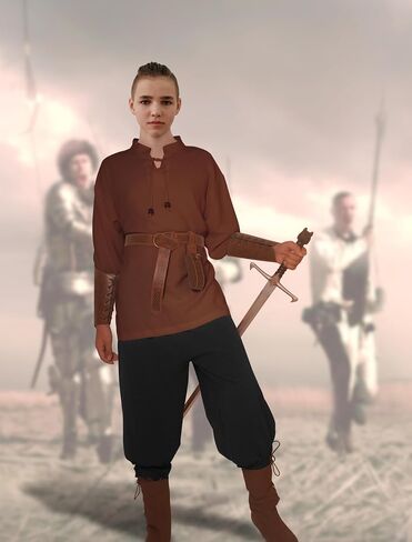 Kids Medieval Costume Boys Renaissance Viking Tunic Pants Accessories Outfit for Halloween Cosplay 4-12Y in Saudi Arabia