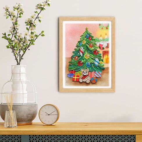 بطاقة عيد الميلاد - بطاقة اللف مع تصميم فريد من نوعه لشجرة عيد الميلاد، بطاقة عيد الميلاد مع مظروف، بطاقة عيد الميلاد العتيقة، بطاقة تهنئة مصنوعة يدويًا لقضاء عطلة عيد الميلاد ورأس السنة الجديدة، فارغة من الداخل in Kuwait