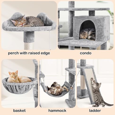 Yaheetech 70in Multi-Level Cat Tree Tower Condo Furniture with Sisal-Covered Scratching Posts, Plush Condos, Cozy Basket and Perch Hammock for Kittens Pet House Play in Saudi Arabia