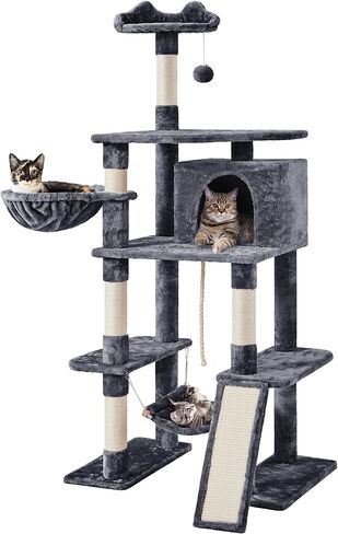 Yaheetech 70in Multi-Level Cat Tree Tower Condo Furniture with Sisal-Covered Scratching Posts, Plush Condos, Cozy Basket and Perch Hammock for Kittens Pet House Play in Saudi Arabia