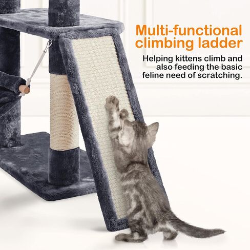 Yaheetech 70in Multi-Level Cat Tree Tower Condo Furniture with Sisal-Covered Scratching Posts, Plush Condos, Cozy Basket and Perch Hammock for Kittens Pet House Play in Saudi Arabia