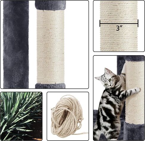Yaheetech 70in Multi-Level Cat Tree Tower Condo Furniture with Sisal-Covered Scratching Posts, Plush Condos, Cozy Basket and Perch Hammock for Kittens Pet House Play in Saudi Arabia
