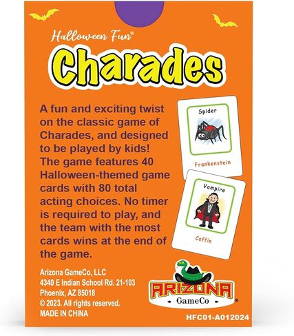 Arizona GameCo Halloween Fun Charades، لعبة حفلة عائلية للأطفال من سن 6 سنوات فما فوق - لا حاجة للقراءة للعب - مثالية لمتعة الفصل الدراسي المخيف in Kuwait