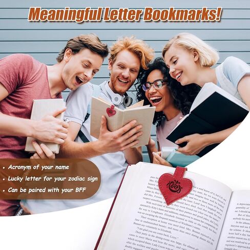 AIERSA Magnetic Bookmarks for Women, Heart Magnetic Leather Bookmark with Initial, A-Z Strong Magnet Book Marks for Book Lovers Reading Women Girls, Book Lovers Gifts Accessories in Kuwait