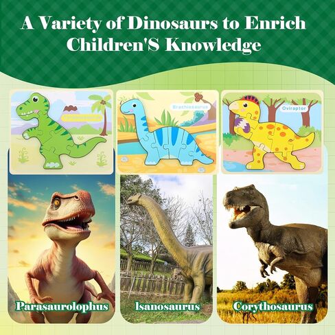 3 Pack Dinosaur Wooden Puzzles for Toddlers,Montessori Toys Dinosaur Puzzle for Kid 3 Year Old,Preschool Educational Learning Colorful Toys Gifts in Saudi Arabia