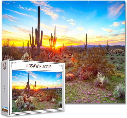 Tucocoo Saguaro Cacti Jigsaw Puzzles for Adults 1000 Pieces, Arizona Desert Landscape Artwork Jigsaw Puzzle 27 x 20 Inches Colorful Puzzles for Home Decoration, Family Puzzle Perfect for Game Nights in Saudi Arabia
