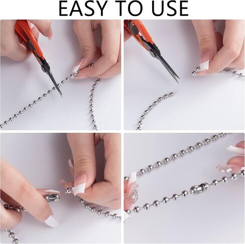 OIIKI 150pcs Ball Chain Connector Clasps Stainless Steel Silver Fits for 1.5/2.0/2.4/3.2/4.5mm Beaded Ball Chain Clips Replacement in Saudi Arabia