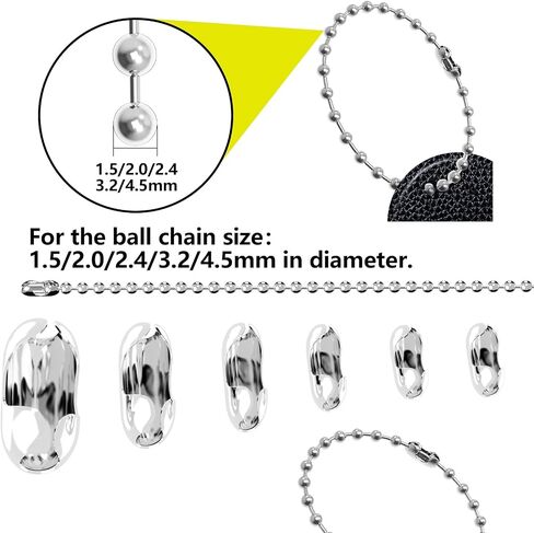 OIIKI 150pcs Ball Chain Connector Clasps Stainless Steel Silver Fits for 1.5/2.0/2.4/3.2/4.5mm Beaded Ball Chain Clips Replacement in Saudi Arabia