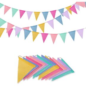 36 Flags Imitated Burlap Pennant Banner Flags, Pastel Imitation Triangle Rainbow Flag for Birthday Classroom Christmas Valentines Baby Shower Graduation Rustic Boho Spring Holidays Party Decorations