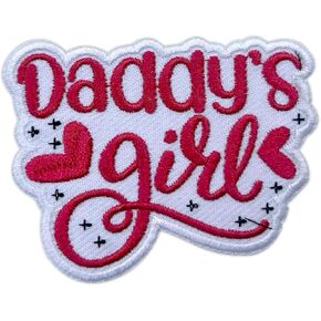 Daddy's Girl Embroidery Patches for Clothes Backpacks Hats Jeans Bags, Dad Slogan Size 3" Iron On Patch or Sew On Patches, Daddys Applique Embroidery Patches, Gift for Dad