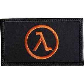 Half Life Lambda Logo - Funny Tactical Military Morale Embroidered Patch Hook Fastener Backing Black Background