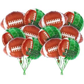 12-Piece Football Party Supplies Kit - 6 Field & 6 Foil Football Balloons for Birthday Celebrations, Game Day Tailgates & Sports-Themed Decor