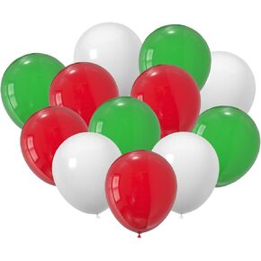 60 Pcs 12-Inch Latex Balloons in Red, Green, and White - Perfect for Christmas, New Year,Graduation, Birthday, Baby Shower, and Party Decorations