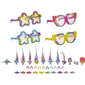 Trolls DreamWorks World Tour Tiny Dancers Rainbow Edition Pack with 12 Tiny Dancers Figures, 4 Sunglasses, 10 Small Rings, 10 Barrettes, Toy for Kids 4 and Up