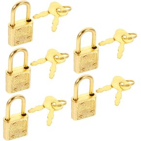 Totority Kids Min iLocks with Keys Toy 5Pcs Kids Suit Padlock with Key Mini Diary Padlocks Gold Small Luggage Locks with Keys for Jewelry Boxes Keys Small Antique Keys Treasure Chest Accessories