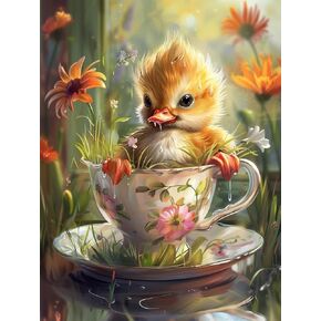 LOMSIOY DIY 5D Diamond Art Kits for Adults, Ducks Diamond Painting Kits for Beginner, Animal Diamond Art with Round Full Drill Rhinestone Crafts Gem Arts for Home Wall Decor 12 * 16 inch