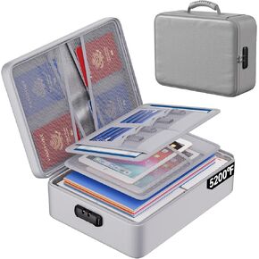 ENGPOW 5200°F Fireproof Document Bag with Lock,Upgraded Heat Insulated Fireproof＆Waterproof Box 8 Layers Document Organizer,Portable Home Travel Safe Storage for Important Documents, Files, Laptop