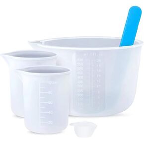 Silicone Resin Measuring Cups Resin Supplies Easy Clean and Reusable 1pc 600ml, 2pcs 100 ml Measure Cups,1pc silicone resin cups 1pc Stir Stick for Epoxy Resin Mixing, Molds, Jewelry Making, Waxing