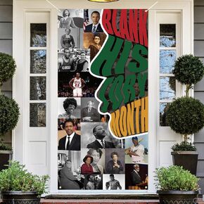 Black History Month Door Cover Black History Month Backdrop African American Black History Month Decorations and Supplies for Home Classroom Office