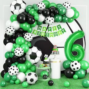 10th Birthday Soccer Balloons Arch,10th Soccer Garland Kit with Green Number 10 Balloon Football Balloons Soccer Mylar Foil Balloons for Boys Kids 10th Birthday Soccer Theme Party Decorations
