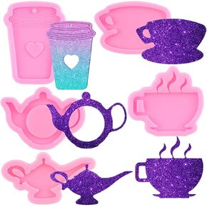 Coffee Cups Silicone Keychain Resin Mold Epoxy Casting Molds for DIY Keychain Decoration Crafting Jewelry Making Set of 5