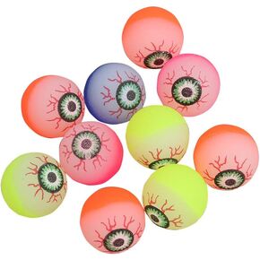 Toyvian 10pcs Halloween Eyeballs, Glow in The Dark, 32mm Scary Bouncy Balls (Random Color)