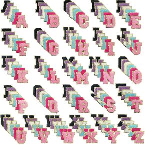 156Pcs Self Adhesive Chenille Letter Patches for Leather Bags, 2 inch A-Z Preppy Varsity Letter Patches for Computer and Fridge, Large Sequin Letter Stickers for Laptop Phone Case