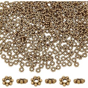 PH PandaHall 300pcs Golden Flower Spacer Beads, 6mm Alloy Daisy Beads Metal Jewelry Spacers Snowflake Loose Beads for DIY Christmas Bracelet Necklace Jewelry Making Supplies