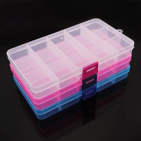 OriGlam 1pcs 17x10CM Plastic Organizer Storage Box with Adjustable Dividers, Jewelry Storage Container Box for Office Supplies Beads Crafts Fishing Tackles (Transparent)