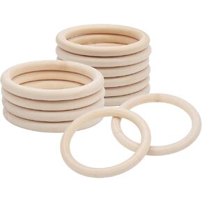 CHGCRAFT 12Pcs 4Inch Unfinished Wooden Rings Wood Curtain Rings for Curtain Rod Drapery Rings DIY Macrame Handcrafts, Burlywood