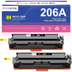 Compatible 206A Black Toner Cartridges Replacement for HP 206A Black 206X Black W2110A W2110X for HP Color Pro MFP M283fdw M255dw M283cdw M283 M255 Toner Printer (2 Black,with Chip)