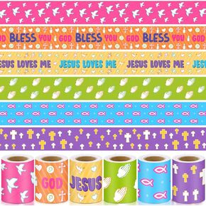 6 Rolls 197 Ft Christian Jesus Bulletin Board Borders Sunday School Classroom Decorations Religious Jesus Loves Me Border Trim Elementary Kindergarten Preschool Church Chalkboard Wall Decor