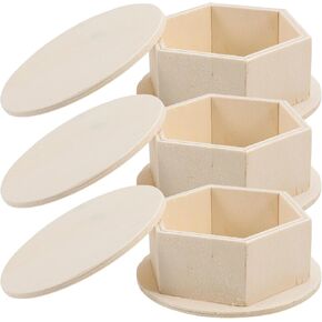 Cabilock 9pcs Unfinished Wood Boxes Diy Storage Box Wood Jewelry Case Wood Treasure Chest Small Wood Crates Organizer Unfinished Ring Wooden Box for Crafts