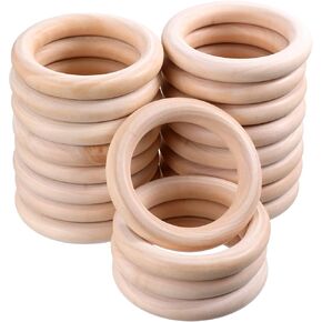 20PCS 4 inch Wooden Rings for Crafts Macrame Wooden Rings Unfinished Smooth Wood Rings Solid Natural Wood Circles Rings for DIY Craft Jewelry Making and Macrame Decor